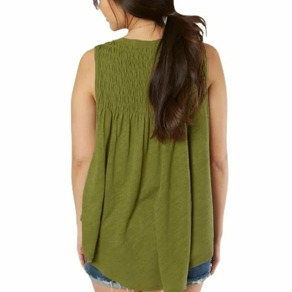 Free People ● We the free green linen blend swingy tank Sz XS - Picture 2 of 8